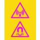 Silk Screened Sign Non Ionising Radiation and Magnet Field Symbols