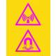 Silk Screened Sign Non Ionising Radiation and Magnet Field Symbols