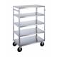 Lakeside SS Medium Duty Multi-Shelf Cart - 3 Edges Up 1 Down - Front Leg Bumper - 5 Shelves