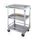 Lakeside SS Angled Leg Utility Cart - 3 Shelves - Standard Duty 300 lbs Capacity