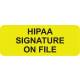 HIPAA SIGNATURE ON FILE Label - Size 2 1/4"W x 7/8"H