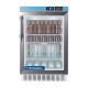 Accucold Pharmaceutical Series ADA Vaccine Built-in All-Refrigerator with NIST-Calibrated Temperature Display, 3 Wire Shelves, Glass Door - 2.65 Cubic Feet, Front View with Beakers, Jars, and Bottles (The Beakers, Jars, and Bottles are not included)