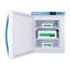 Accucold AFZ1PVLHD Pharma-Vac Performance Series Vaccine Freezer with 2 Wire Shelves, Left Handle Solid Door - 1.4 Cubic Feet, Open Door with Boxes of Vaccine (The Boxes of Vaccine are not included)
