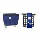 R&B Wire Antimicrobial Knocked-Down Vinyl Basket Truck with 4 Swivel Casters, Navy - Assembled and Disassembled