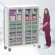 Pegasus Apollo E Type General Supply Storage Cart with 4 Panels and Double Column, Glass Door - Actual Use (Supplies are Not Included)