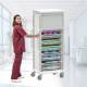 Pegasus Apollo E Type General Supply Storage Cart with 4 Panels, Single Column, and Baskets, Tambour Door - Actual Use (Supplies are Not Included)