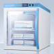 Accucold ARG2PVLHD Pharma-Vac Performance Series Compact Vaccine Refrigerator with 2 Wire Shelves, Left Handle Glass Door, 2 Cubic Feet - Left Angle Filled with Vaccines (Vaccines are not Included)