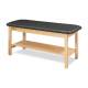 CanDo® Treatment Table with Flat Top and Shelf (Shown in Black Upholstery and Natural Wood Finish)