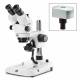 Globe Scientific ESB-1903-P-DC18 StereoBlue Trinocular Stereo Microscope, WF 10x/21mm Eyepieces with Eyecups, 0.7x - 4.5x Zoom Objective, Pillar Stand, CMEX-18 Pro Camera