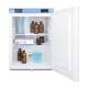 Accucold Compact All-Refrigerator with Front Control Panel, 2 Wire Shelves, Solid Door, 2.4 Cubic Feet - Door Opened with Bottles, Beaker, and Medicines (Bottles, Beaker, and Medicines are not included)