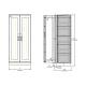 Capsa FLX Classic Edition Metal Storage Cabinet with Powder Coat Finish and Double Glass Door - Front Elevation and Side Section