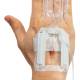 IV Glove IVGA0005 Easystick on the back of the Right Hand, Opened Dome - Close-up View (IV Catheter and Extension Tubing not included)