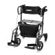 Lumex® LX1000T HybridLX™ Rollator Transport Chair, Titanium - Front View with Removable Footrests
