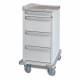 Capsa M-Series M2PC Standard Punch Card Medication Cart with (1) 3.75" Supply Drawer, (3) 10" Punch Card Drawers, Key Lock, Platinum Accent Color.  Image shown with Pullout Writing Surface - NOT included.