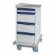 Capsa M-Series M2PC Standard Punch Card Medication Cart with (1) 3.75" Supply Drawer, (3) 10" Punch Card Drawers, Key Lock, Reflex Blue Accent Color.  Image shown with Pullout Writing Surface - NOT included.