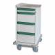 Capsa M-Series M2PC Standard Punch Card Medication Cart with (1) 3.75" Supply Drawer, (3) 10" Punch Card Drawers, Key Lock, Teal Accent Color.  Image shown with Pullout Writing Surface - NOT included.