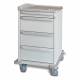 Capsa M-Series M3PC Standard Punch Card Medication Cart with (1) 3.75" Supply Drawer, (3) 10" Punch Card Drawers, Key Lock, Platinum Accent Color