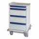 Capsa M-Series M3PC Standard Punch Card Medication Cart with (1) 3.75" Supply Drawer, (3) 10" Punch Card Drawers, Key Lock, Reflex Blue Accent Color