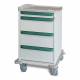 Capsa M-Series M3PC Standard Punch Card Medication Cart with (1) 3.75" Supply Drawer, (3) 10" Punch Card Drawers, Key Lock, Teal Accent Color