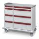 Capsa M6PC-C-CB-D103-U103 M-Series M6PC Standard Punch Card Medication Cart with 8 Drawers, 2-4-Split Type, Key Lock, Cranberry Accent Color