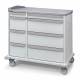 Capsa M6PC-C-PM-D103-U103 M-Series M6PC Standard Punch Card Medication Cart with 8 Drawers, 2-4-Split Type, Key Lock, Platinum Accent Color