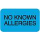 NO KNOWN ALLERGIES Label - Size 1 1/2"W x 7/8"H