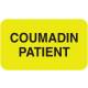 COUMADIN PATIENT Label - Size 1 1/2"W x 7/8"H