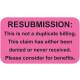 RESUBMISSION Label - Size 1 1/2"W x 7/8"H