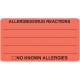 ALLERGIES DRUG REACTIONS Label - Size 3 1/4"W x 1 3/4"H - Fluorescent Red