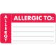 ALLERGIC TO Label - Size 3 1/4"W x 1 3/4"H - Left Side Wrap-Around