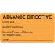 ADVANCE DIRECTIVE Label - Size 3 1/4"W x 1 3/4"H - Fluorescent Orange
