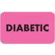 DIABETIC Label - Size 1 1/2"W x 7/8"H - Fluorescent Pink