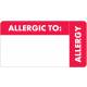 ALLERGIC TO Label - Size 3 1/4"W x 1 3/4"H - Right Side Wrap-Around