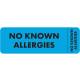 NO KNOWN ALLERGIES Label - Size 3"W x 1"H - Wrap-Around Style