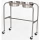 Stainless Steel Double Bowl Ring Stand with H-Brace