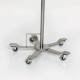 Stainless Steel Foot Controlled IV Pole with 5-Leg Spider Base and 4-Hook Top