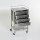 MidCentral Medical MCM523 Stainless Steel Utility Table with 4 Drawers, Lower Shelf and 3-Sided Top-Guardrail