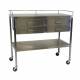 MidCentral Medical MCM525 Stainless Steel Large Utility Table with 4 Drawers, Lower Shelf and 3-Sided Guardrail