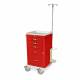 Harloff MDS1824B05 M-Series Mini Width Short Emergency Crash Cart Five Drawers with Breakaway Lock, 5" Casters. Shown with OPTIONAL Basic Emergency Accessory Package MD18-EMG.