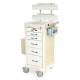 Harloff MDS1830K06 M-Series Mini Width Tall Anesthesia Cart Six Drawers with Key Lock, 5" Casters, and OPTIONAL Phlebotomy Accessory Package MD18-PHB. Cart shown in Cream body and White drawers.