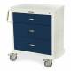 Harloff MDS3024K03 M-Series Standard Width Short Medical Cart Three Drawers with Key Lock.  Color shown is a White body with Navy drawers.