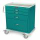 Harloff MDS3024K14 M-Series Standard Width Short Anesthesia Cart Four Drawers with Key Lock.  Color shown is Teal.