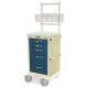Harloff MPA1824K05+MD18-ANS A-Series Lightweight Aluminum Mini Width Short Anesthesia Cart Five Drawers with Key Lock, MD18-ANS Package.  Color shown with a Beige body and Hammertone Blue drawers.