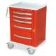 Harloff MPA2424B05 A-Series Lightweight Aluminum Medium Width Short Emergency Crash Cart Five Drawers with Breakaway Lock