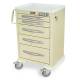 Harloff MPA2427E05 A-Series Lightweight Aluminum Medium Width Medium Height Treatment Cart Five Drawers with Basic Electronic Pushbutton Lock