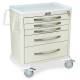 Harloff MPA3024K05 A-Series Lightweight Aluminum Standard Width Short Nursing Cart Five Drawers with Key Lock.  Color shown in Beige.