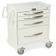 Harloff MPA3024K05 A-Series Lightweight Aluminum Standard Width Short Nursing Cart Five Drawers with Key Lock.  Color shown in White.