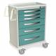 Harloff MPA3030E06 A-Series Lightweight Aluminum Standard Width Tall Anesthesia Cart Six Drawers with Basic Electronic Pushbutton Lock.  Color shown with a Light Gray body and Teal drawers.