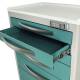 Harloff MPA3030E06 A-Series Lightweight Aluminum Standard Width Tall Anesthesia Cart Six Drawers with Basic Electronic Pushbutton Lock.  Color shown with a Light Gray body and Teal drawers.