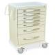Harloff MPA3030K07 A-Series Lightweight Aluminum Standard Width Tall Medical Cart Seven Drawers with Key Lock.  Color shown in Beige.